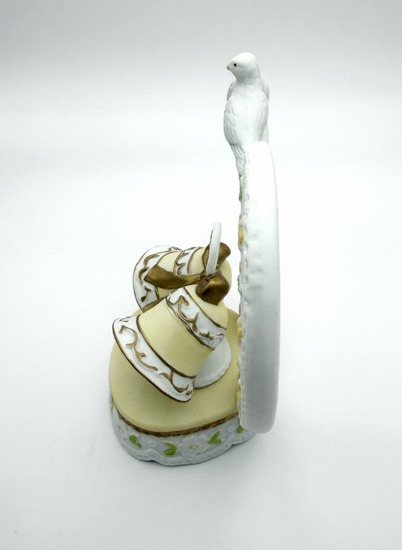 Vintage Lefton Cake Topper Doves Heart Bells Figurine Ceramic 50th Anniversary gallery
