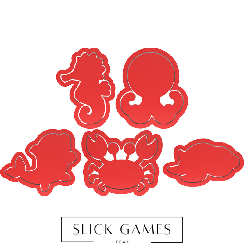 Crab, Dolphin, Turtle, Sea Horse, Octopus Set Cookie Cutters | 3D Printed gallery