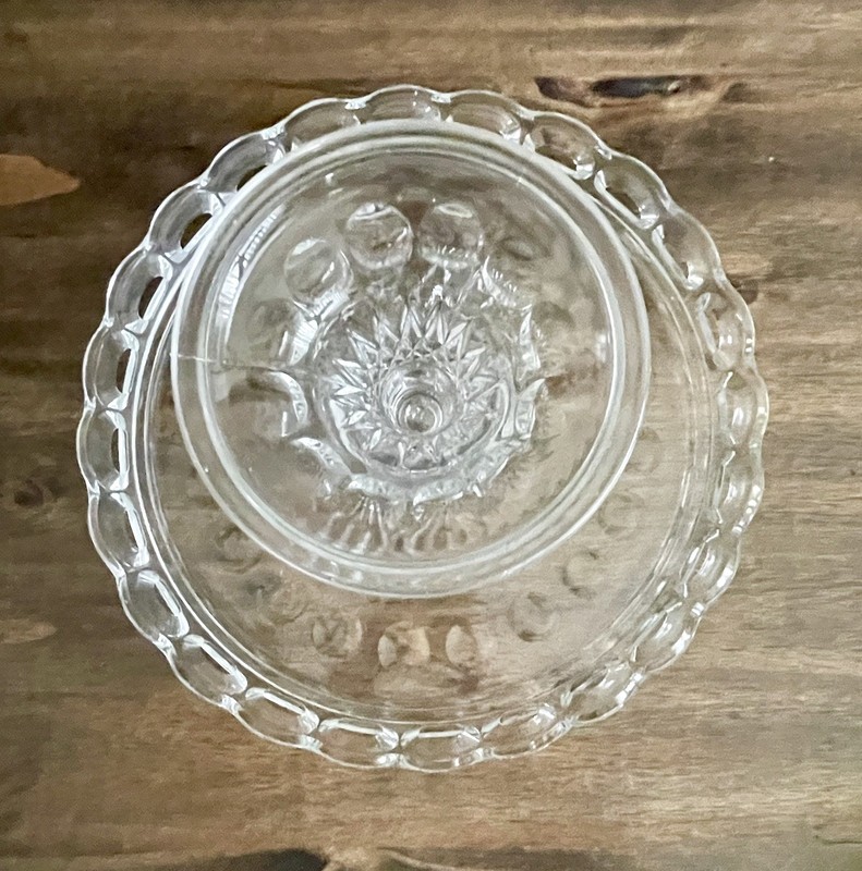Vintage McKee Clear Glass Company Plymouth Thumbprint Pedestal Cake Stand gallery