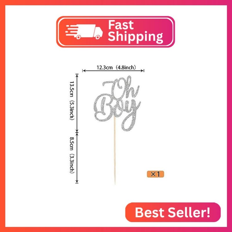 Rsstarxi 1 Pack Oh Boy Cake Topper Glitter Oh Baby Boy Cake Pick Baby Shower Cak gallery