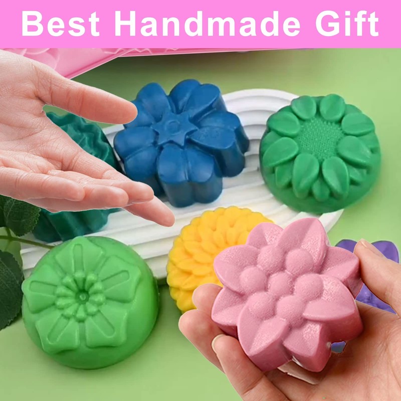 Silicone Soap Molds, different Cavities Mold with 3 Pcs Flower 1 gallery