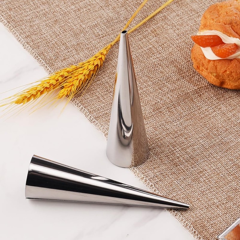 10 PCS Stainless Steel Small Cream Horn Molds Pastry Roll Horn Forms Dessert gallery