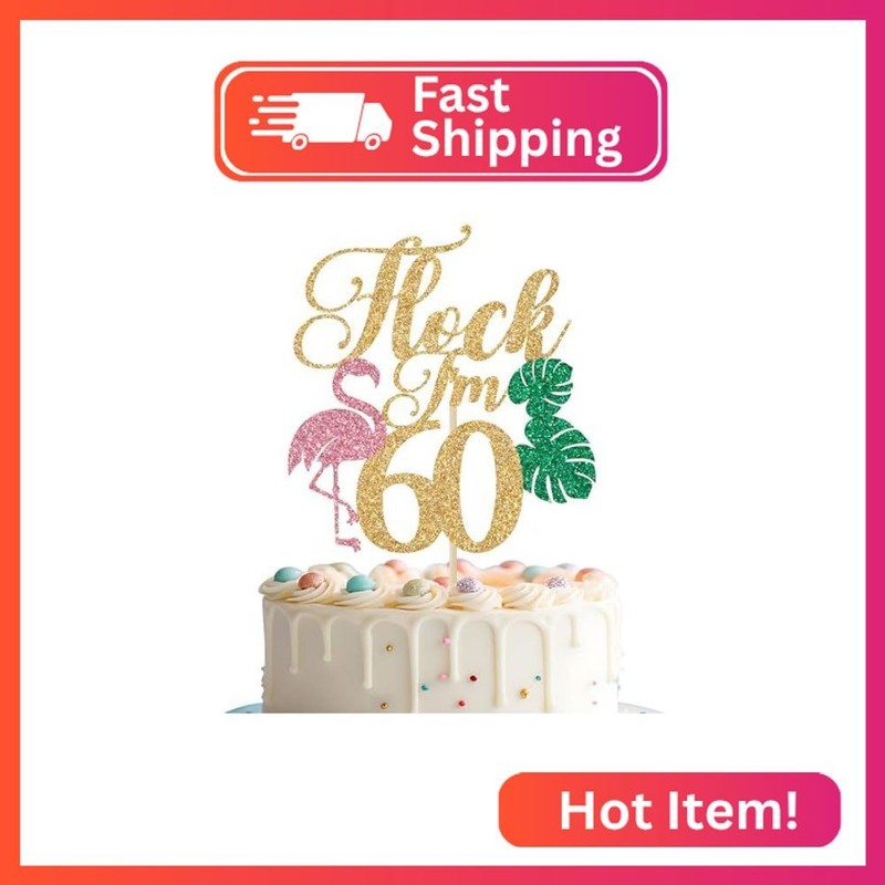 Flock I’m 60 Cake Topper, Hawaiian 60th Birthday Decorations, Aloha 60, Summer T