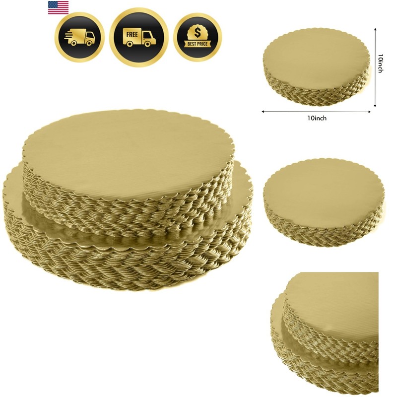 25pcs] 10″ Gold Cakeboard Round,Disposable Cake Circle Base Boards Cake Plate…