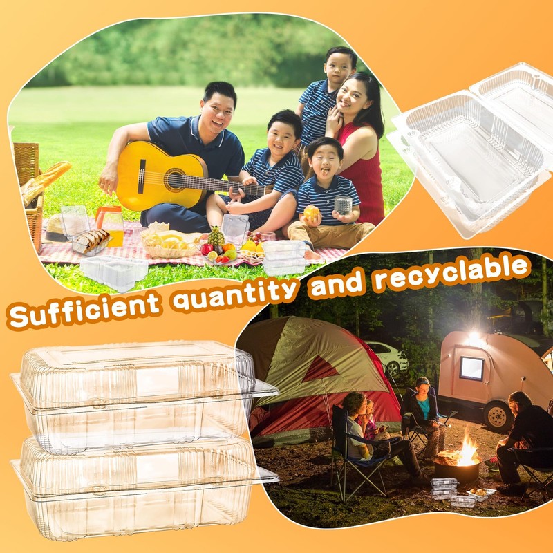 120 Pcs Clear Plastic Hinged Food Containers 7.2 x 4.9 x 2.5 Inch Disposable ... gallery