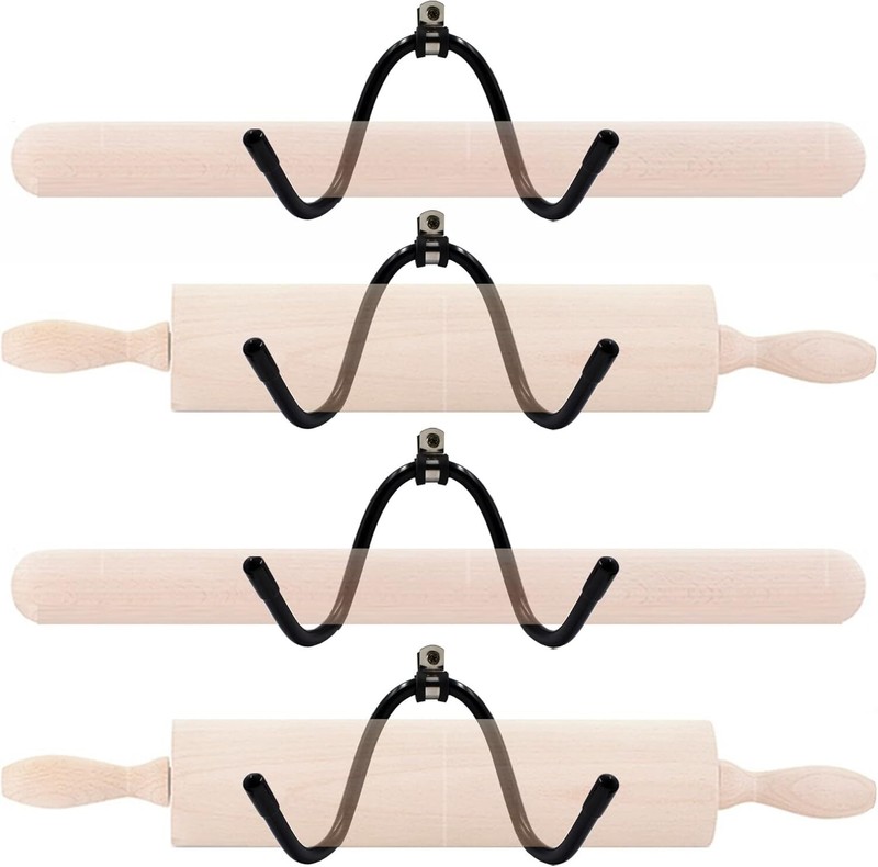 4 Pack Rolling Pin Holder Display Rack Storage for Kitchen Wall Hanging Rack