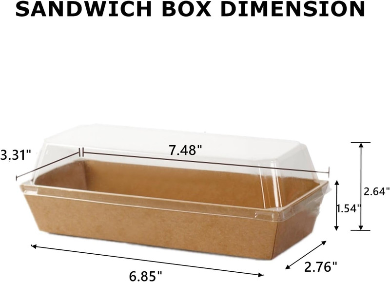100 Pack Disposable Sandwich Boxes Paper Charcuterie Boxes Clear Lids Swiss Roll