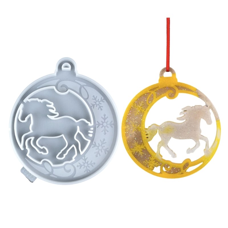 Silicone Round Pendant Mold Christmas Tree Horse Hangings Home Decoration Mould