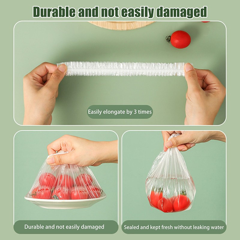 100PCS Disposable Food Cover Plastic Fresh-keeping Bag Vegetable Fruit Cover gallery