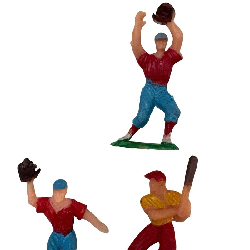 Vintage Baseball Players Cake Toppers 1950s Hong Kong Plastic Party Decor Lot 6 gallery