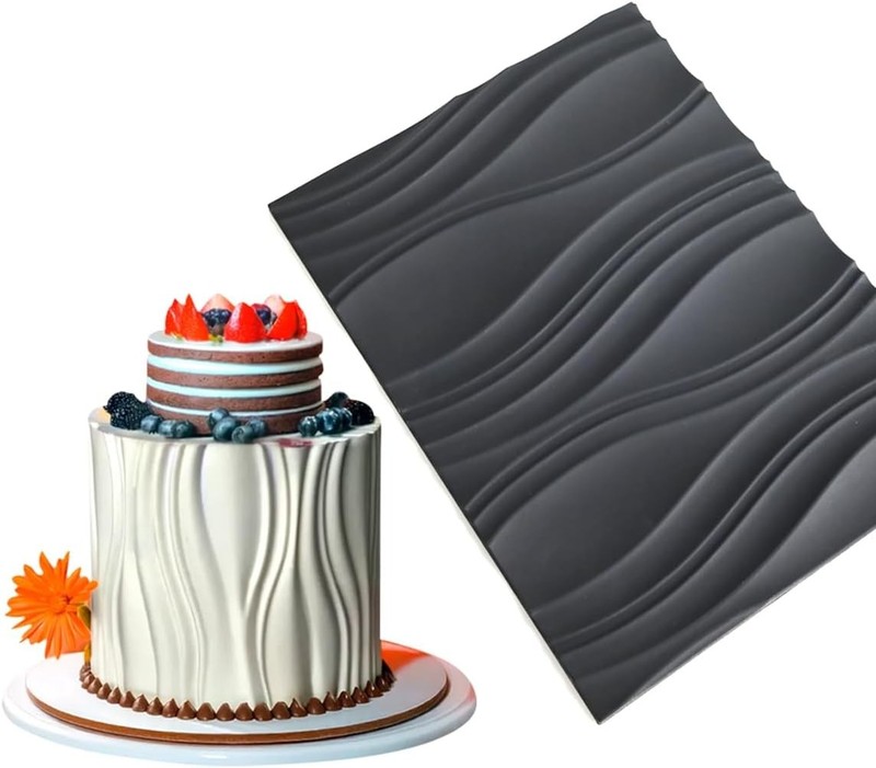 Silicone Fondant Mold Wave Pattern Embossing Mat for Cake Decorating DIY Clay, gallery