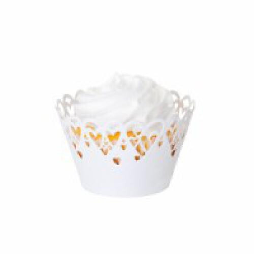 Heart Ivory Cupcake Wrapper Muffin Cases Baking Cake Decorating