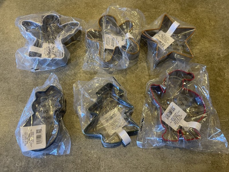 6 Threshold Stainless Steel Cookie Cutters Angel,Star,Santa,Tree,Gingerbread Man