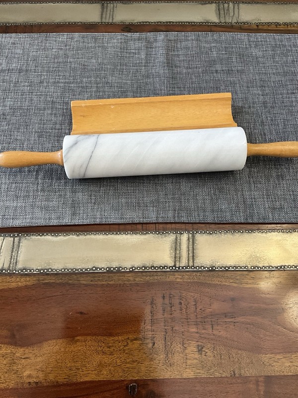 White Marble Rolling Pin w/ Wood Handles gallery