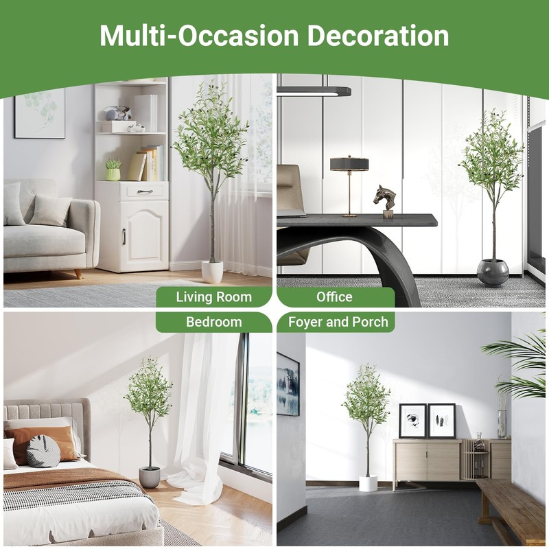 Liyarya Artificial Olive Trees Indoor, 5FT Faux Olive Silk Tree with Black Pot, gallery