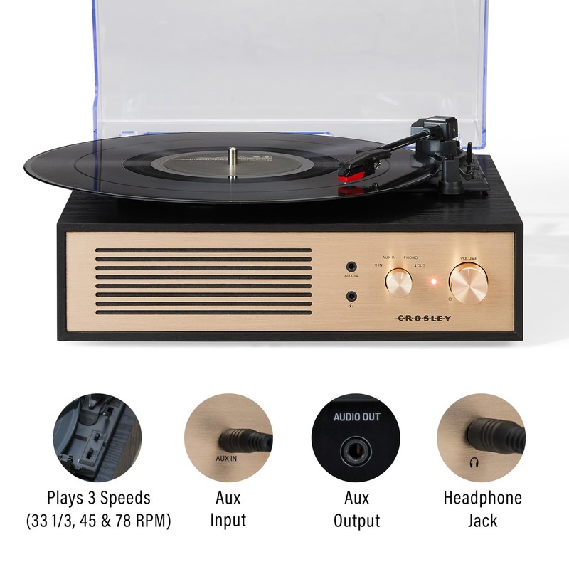 Crosley Cr6045A-Bk Miles 3-Speed Bluetooth In/Out Record Player Turntable gallery
