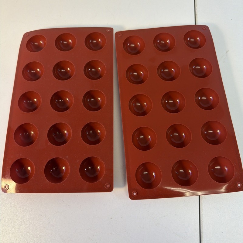 Round Silicone Chocolate Mold 2Pcs-15 Cavity Non-Stick Candy 1.5” Semi