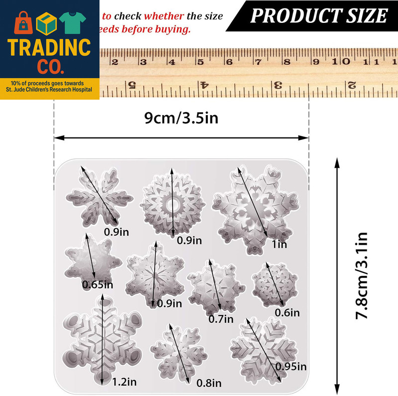 2 Pieces 3D Snowflake Silicone Mold Winter Snowflake Fondant Silicone Mold for C gallery