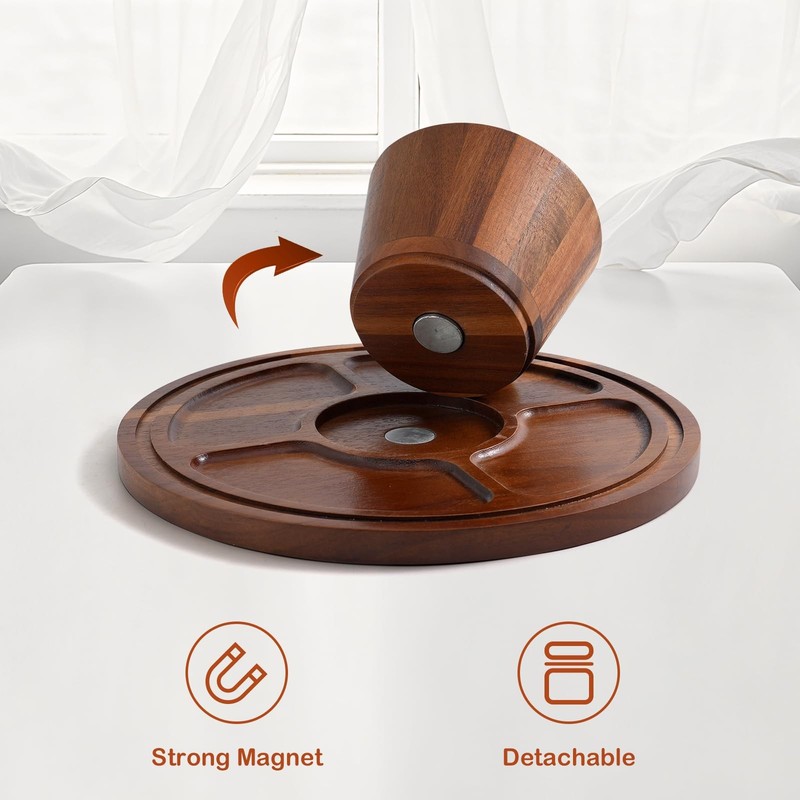 Soporte pasteles madera de acacia con tapa de cristal – Base magnética de 30 cm gallery