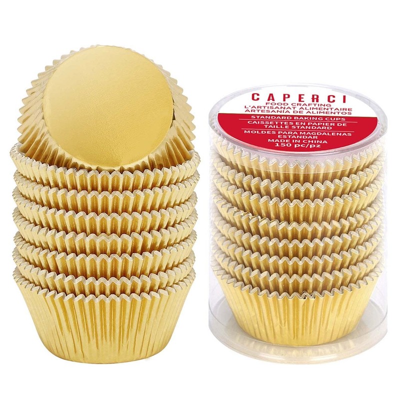 Standard Cupcake Liners Gold Foil Muffin Baking Cups 150-Pack – Premium Greas…