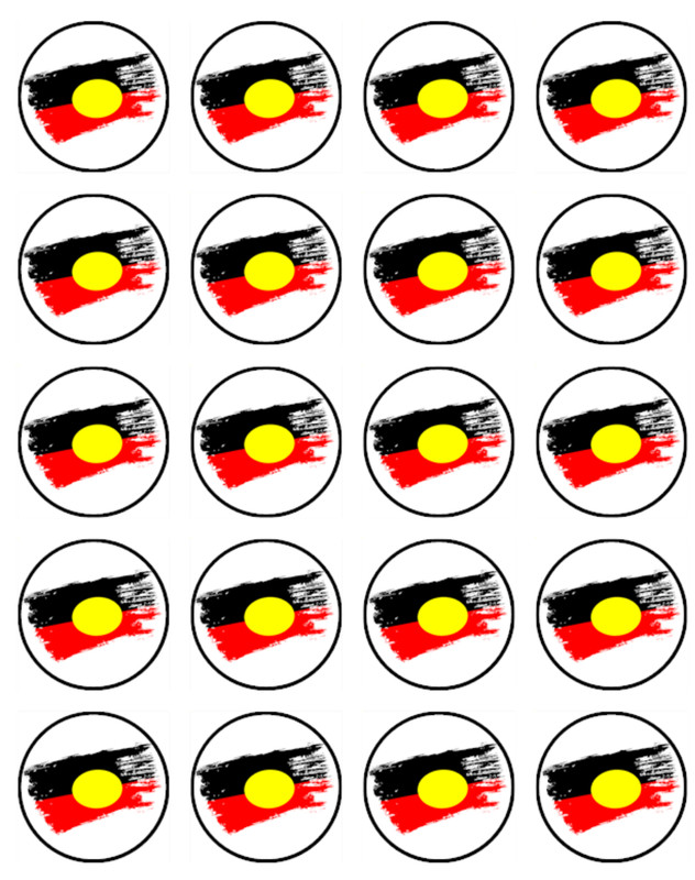 Aboriginal Flag Edible Cake & Cupcake Toppers Wafer Indigenous Cake Decorations