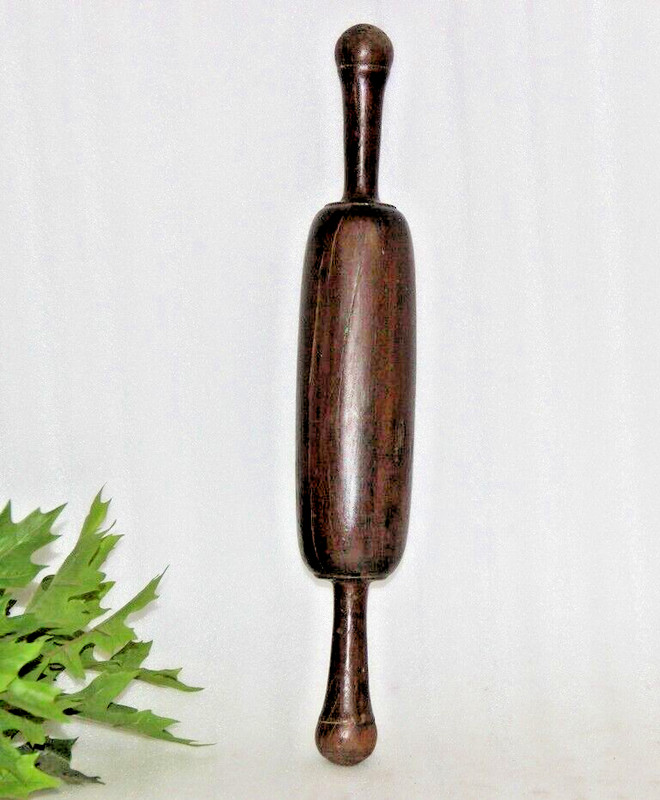 Antique Wooden Chapati Bread Rolling Pins Belans Original Old Lacquer 15818 gallery