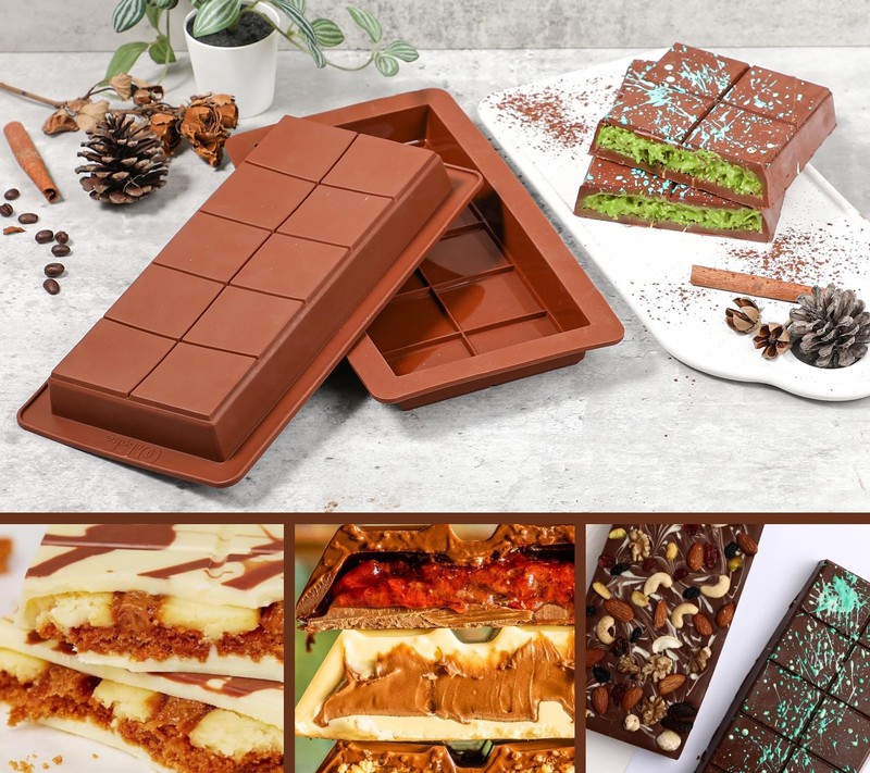 Deep Chocolate Bar Molds 2 Pack, 1 Inch Deep Large and Thick Silicone Chocolate gallery