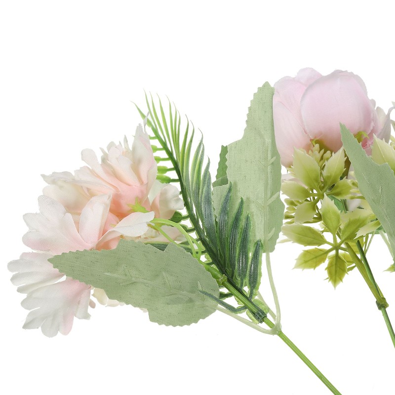2Pcs 5 Branch Artificial Silk Peony Hydrangea Fake Flowers with Stem, Pink gallery