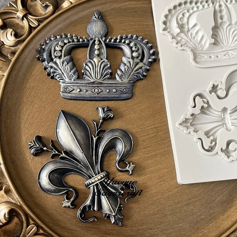 Crowns Relief Silicone Epoxy Resin Plaster Mould Cake Fondant Sugarcraft Mold