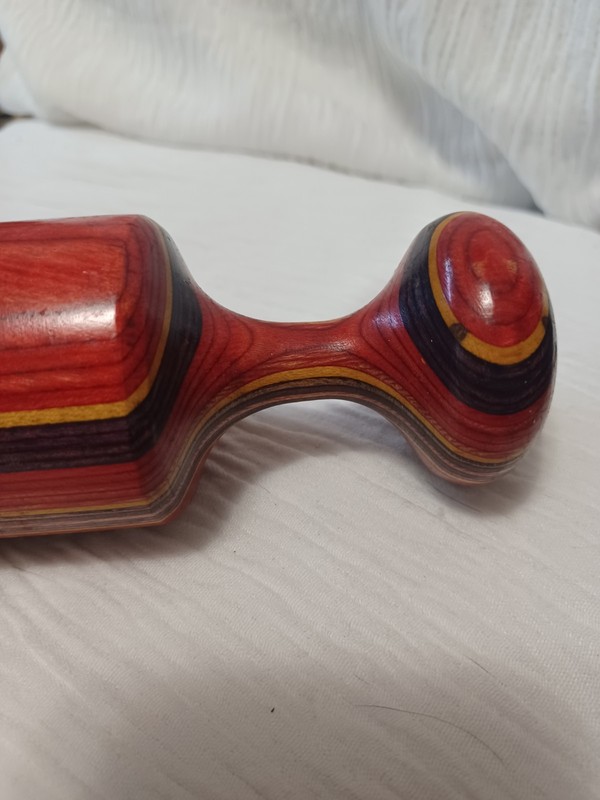 Tom Foster Handmade Striped Wood Rolling Pin- Red Yellow Purple - 17 in - Signed gallery