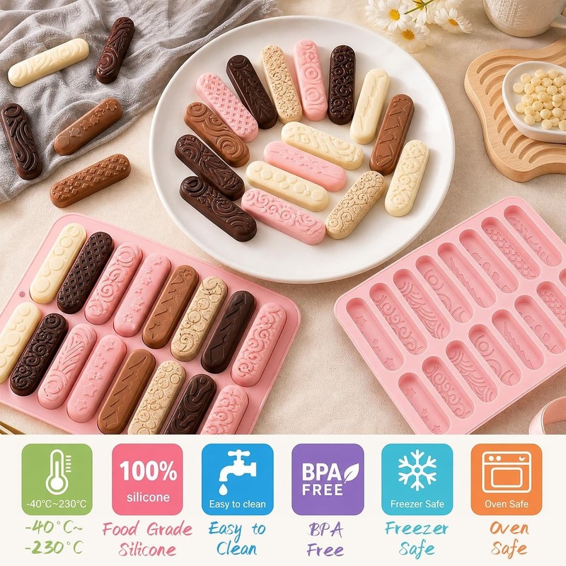 2 Pack Silicone Chocolate Bar Molds 16 Cavity Candy Soap Resin Baking Mold Set gallery