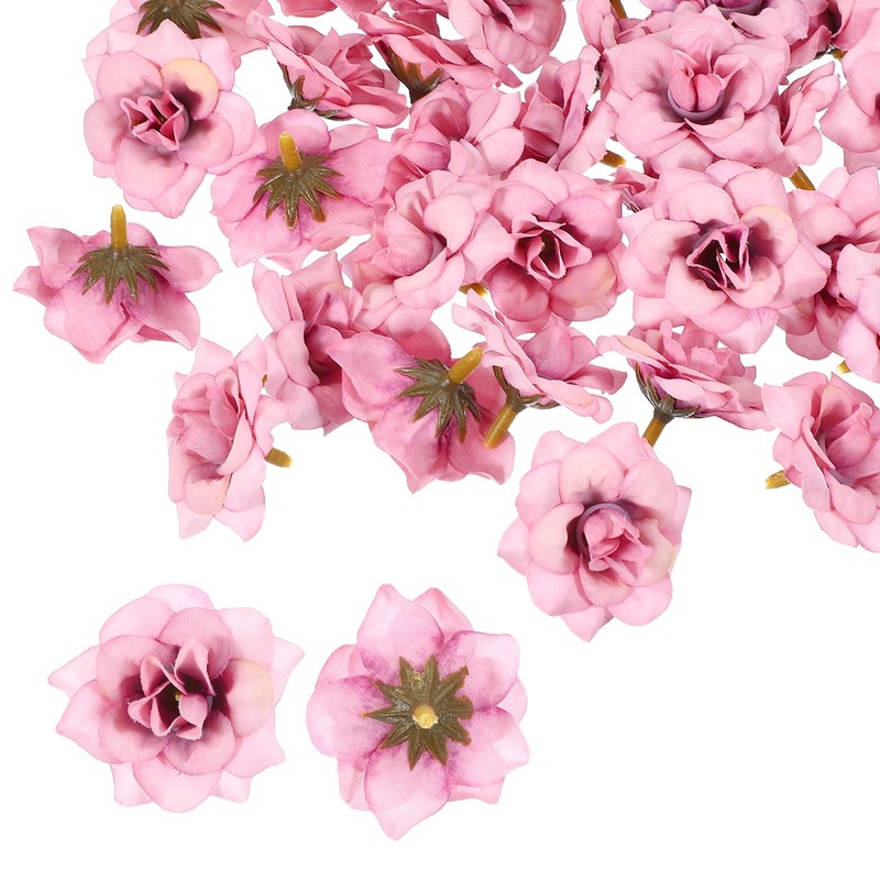 50 Pcs 1.77 Inch Artificial Roses Head Faux Flowers Wedding DIY Light Brown