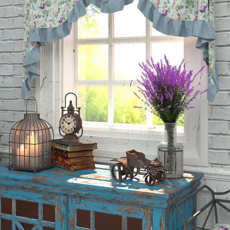 8 Bundles Artificial Lavender Flowers Plastic for Indoor/Outdoor Home Red gallery