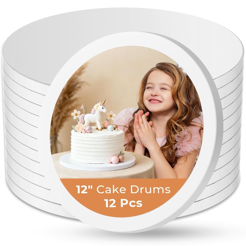 Kootek 12PCS Cake Drums 12 Inch Round, 12in Cake Boards Set, 1/2″ Thick Sturd…
