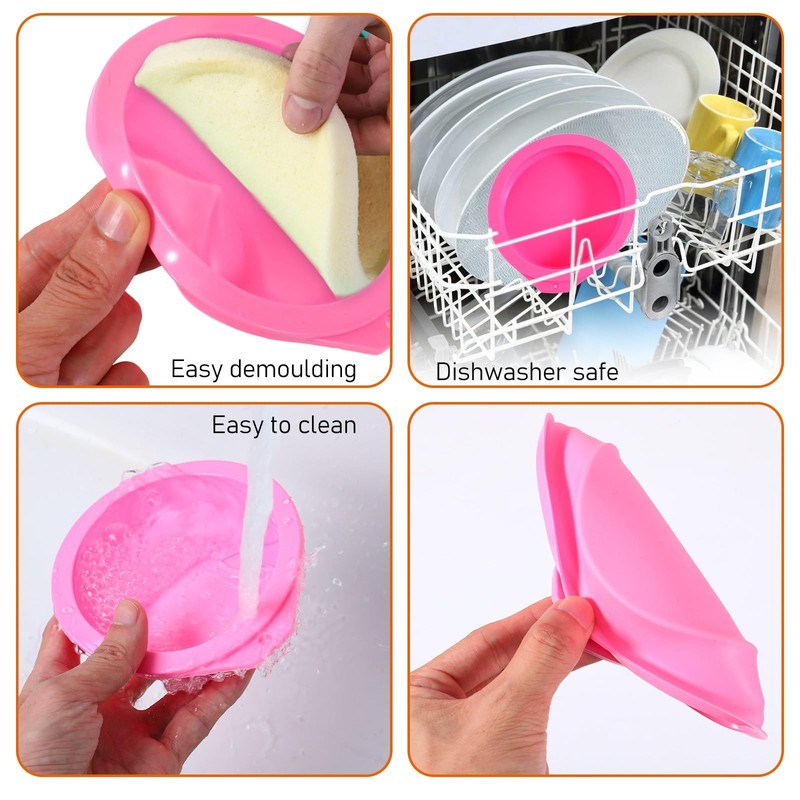 WJIAAA 4PCS Air Fryer Egg Molds, Non Stick Round 3.94in x1.18in, Pink gallery