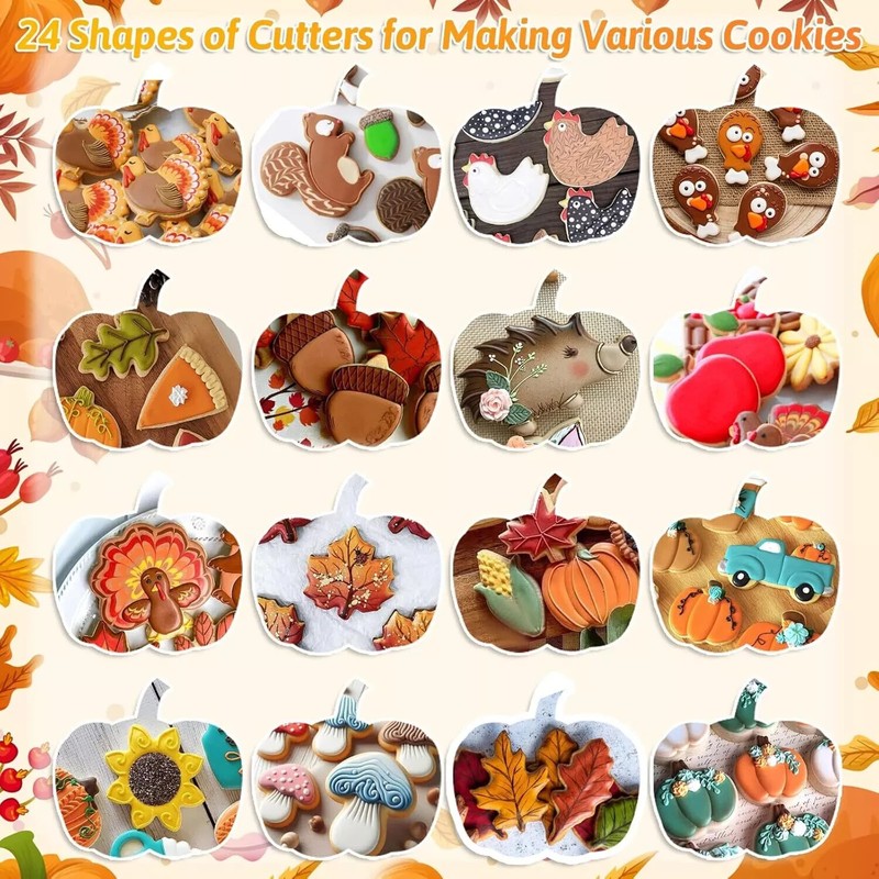 24PCS Fall Cookie Cutters Set - Stainless Steel Metal Thanksgiving Cookie Cutter gallery