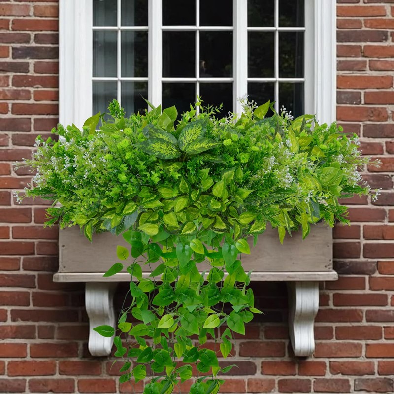 Luabue 16 Bundles Artificial Plants Outdoor Realistic Outdoor Greenery Uv gallery