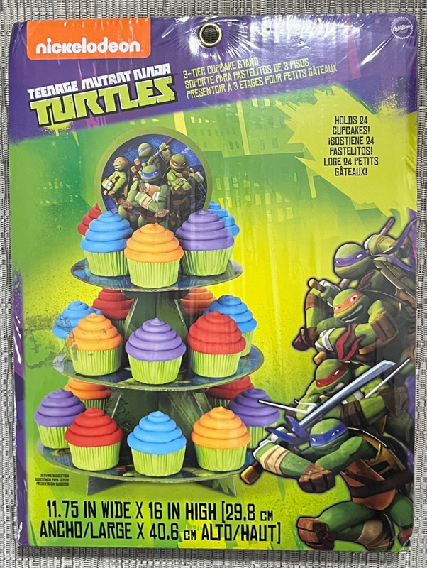 NINJA TURTLES Teenage Mutant 3-Tier Cupcake Cardboard Stand Holds 24 Wilton NEW