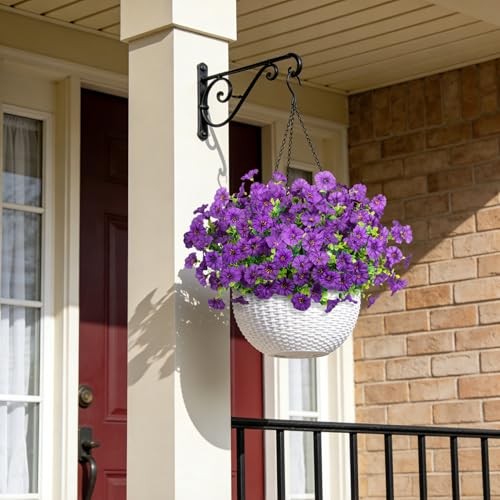12 Bundles Morning Glory Artificial Flowers for Outdoor Decoration Dark Purple gallery