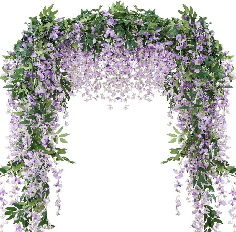 Veryhome 3Pcs 7.2Ft/Piece Artificial Flowers Wisteria Garland Artificial
