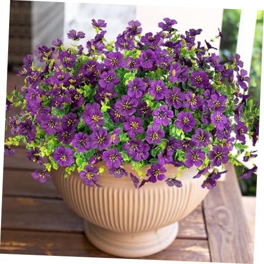 Artificial Flowers for Outdoor Indoor Garden Home Decoration, Faux Purple 2