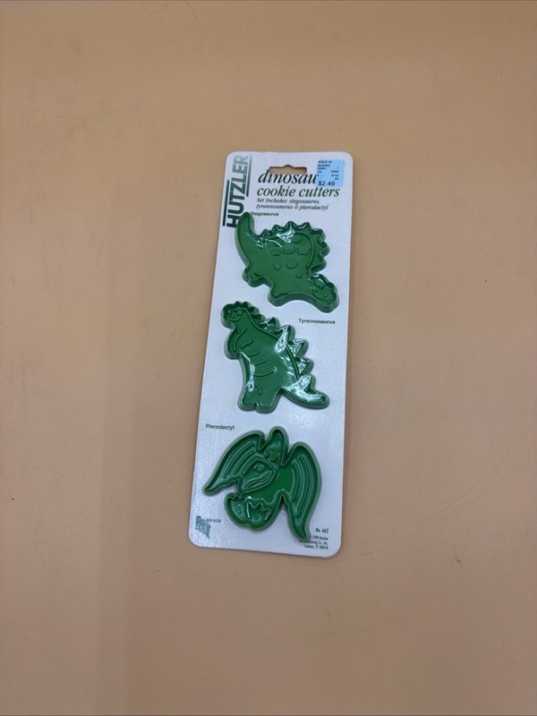 NOS Vintage Hutzler 3pc 1998 Dinosaurs Cookie Cutters Set Sealed
