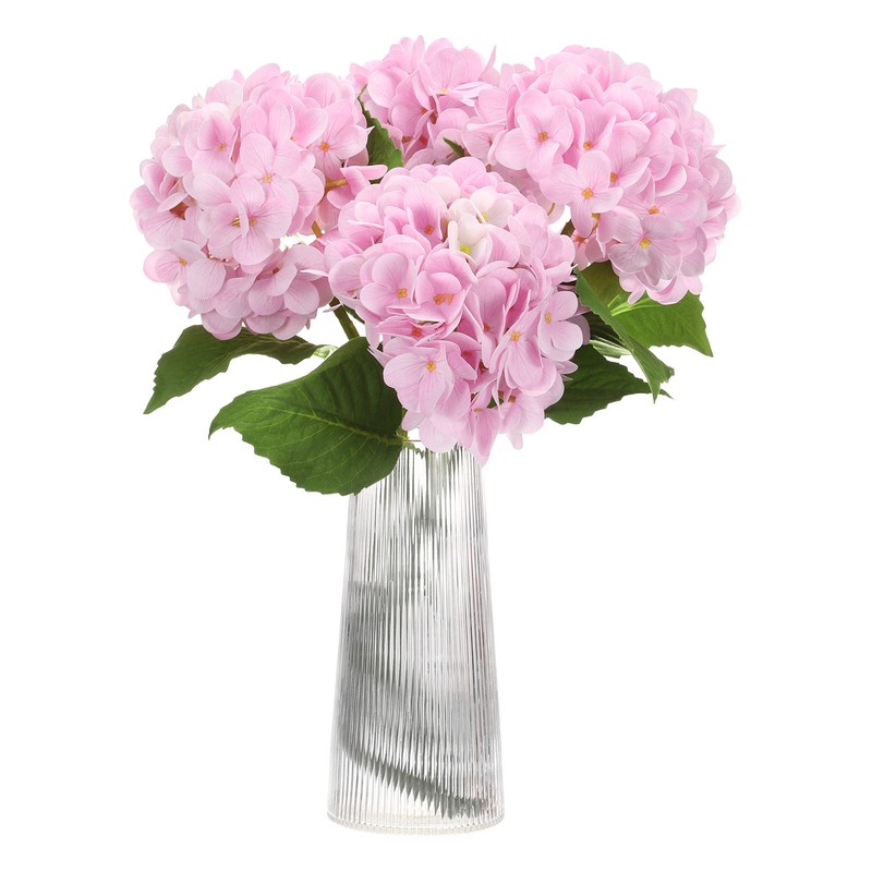 4pcs Artificial Hydrangea Flowers 18.5″ Latex Faux Hydrangea Flower, Pink