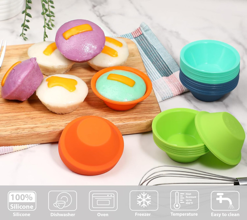 24 Pcs Platinum Silicone Puto Molder Filipino Medium-Size, 2.75" Reusable Puto B gallery