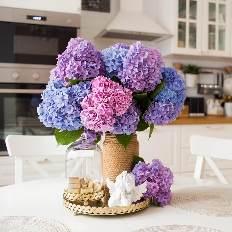 30Pcs Hydrangea Artificial Flowers, Fake Hydrangea Flowers with Stems, Moon Blue gallery