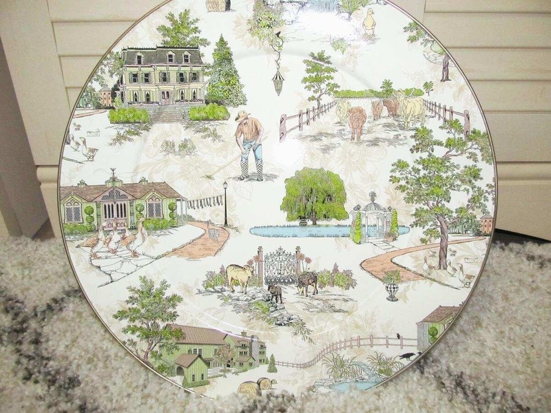 RARE MacKenzie-Childs Large Aurora Farm 16" Pedestal Platter gallery