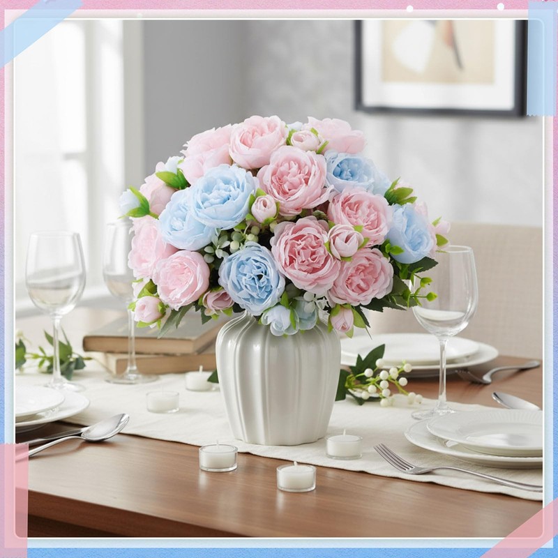 Geosar 8 Bundles Artificial Peonies Flowers Fake Silk Peony Bouquet Faux Peonies gallery