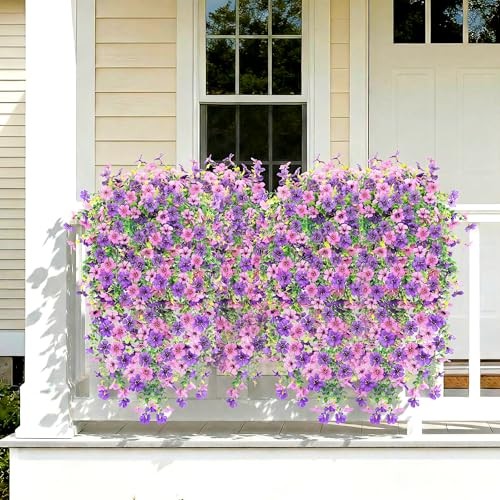 5PCS Artificial Faux Hanging Flowers Plants for Outdoor Mixed Purple gallery