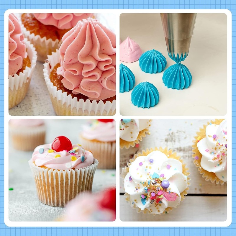 8-Piece Cake Decorating Tips Set – Stainless Steel with 10 Pastry Bags Included gallery