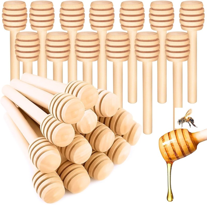 40 Pcs Honey Dipper Sticks – Wooden Honey Dipper- 3 Inch Mini Wooden Honeycom…